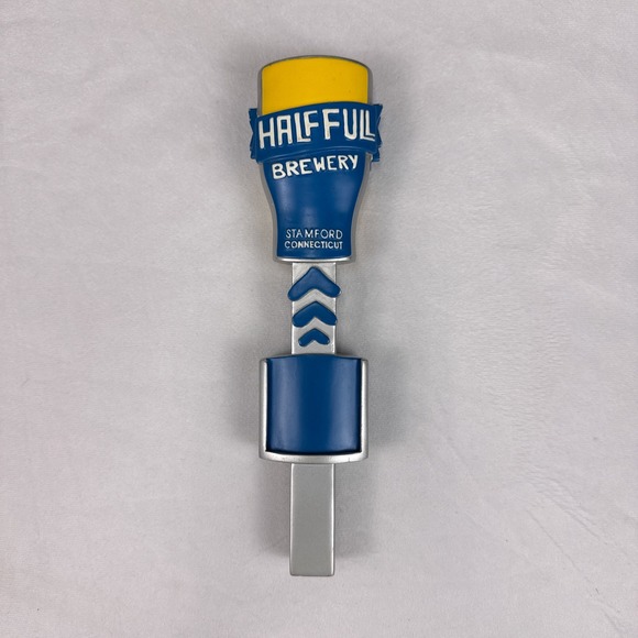 Half Full Brewery Other - Half Full Brewery Stamford Connecticut Beer Tap Handle Blue Yellow Silver 11.5"